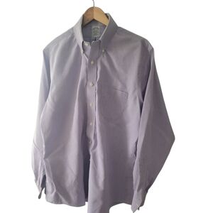 Brooks Brothers Classic Men's Lavender Gingham Check Shirt Size 16.5 Preppy